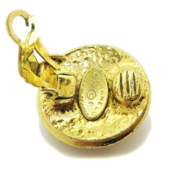 Chanel Button Earrings Clip-On Gold - Picture 3 of 4